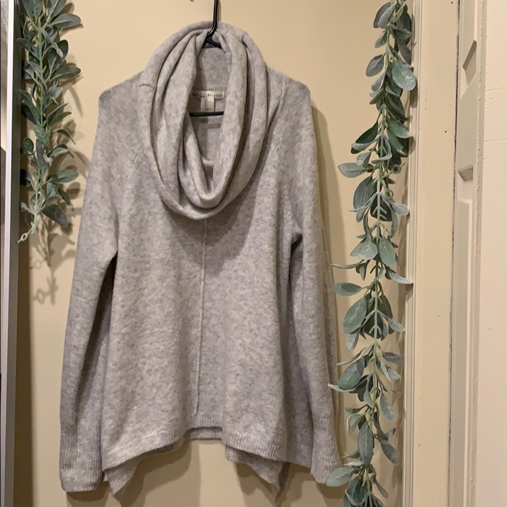 Oversized gray cowl neck soft sweater